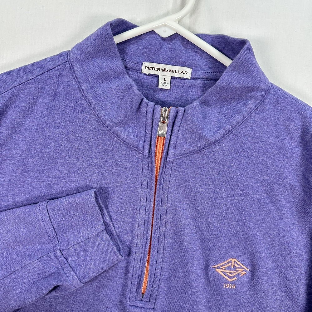 Peter‎ Millar Heather Interlock 1/4 Zip Sweater Mens Large Purple Golf Pullover
